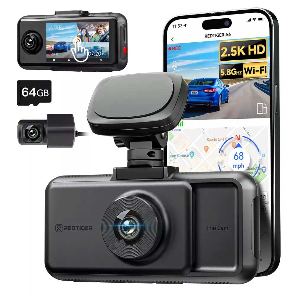 <tc>Redtiger A6 3CH 2K Touch Wifi GPS 64gb Dashcam</tc>