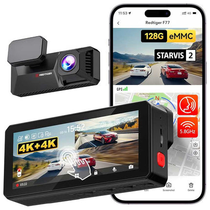 <tc>Redtiger F77 4K Touch Wifi GPS 2CH 128 go dashcam</tc>