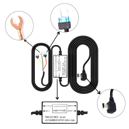 AZDome Kit hardwire Mini USB 3-fils