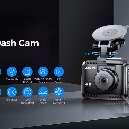 AZDome GS63H Pro True 4K 2CH Wifi GPS 64 Go dashcam