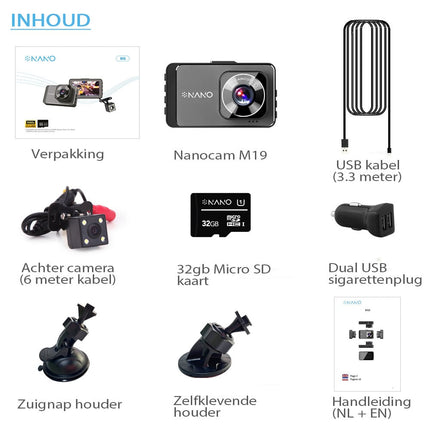Nanocam M19 2CH Dual FullHD 32 Go dashcam
