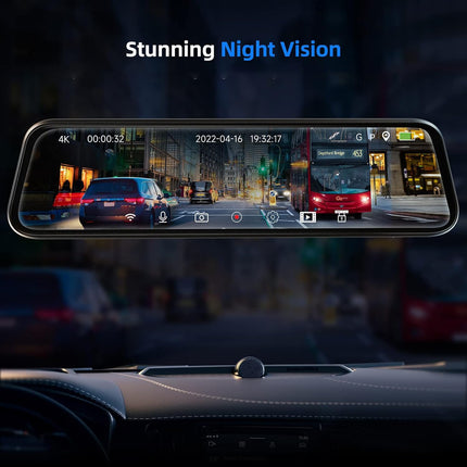 Nanocam T55 4K 2CH Full Mirror Wifi GPS 32 Go dashcam