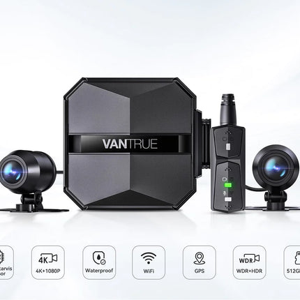 Vantrue F1 4K Dual Wifi GPS dashcam pour moto