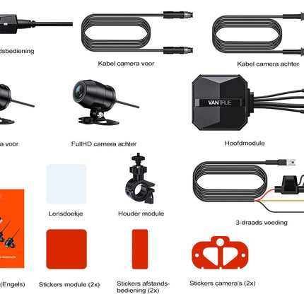 Vantrue F1 4K Dual Wifi GPS dashcam pour moto