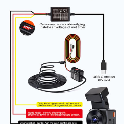 Vantrue VP01 kit hardwire USB-C 3-fils